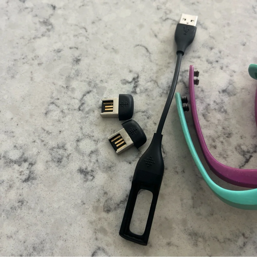3 WRISTBANDS And Charger 2 Clasp FitBit Flex Wireless Fitness Tracking Pink Teal